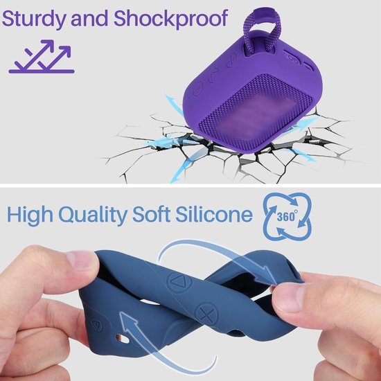 SnelShoppen - Silicone Hoes voor Draadloze Bluetooth Speaker - Perfecte Pasvorm voor JBL Go 4 - Schokbestendig en Beschermend - Paarse Siliconen Case van Snelshoppen — afbeelding 4