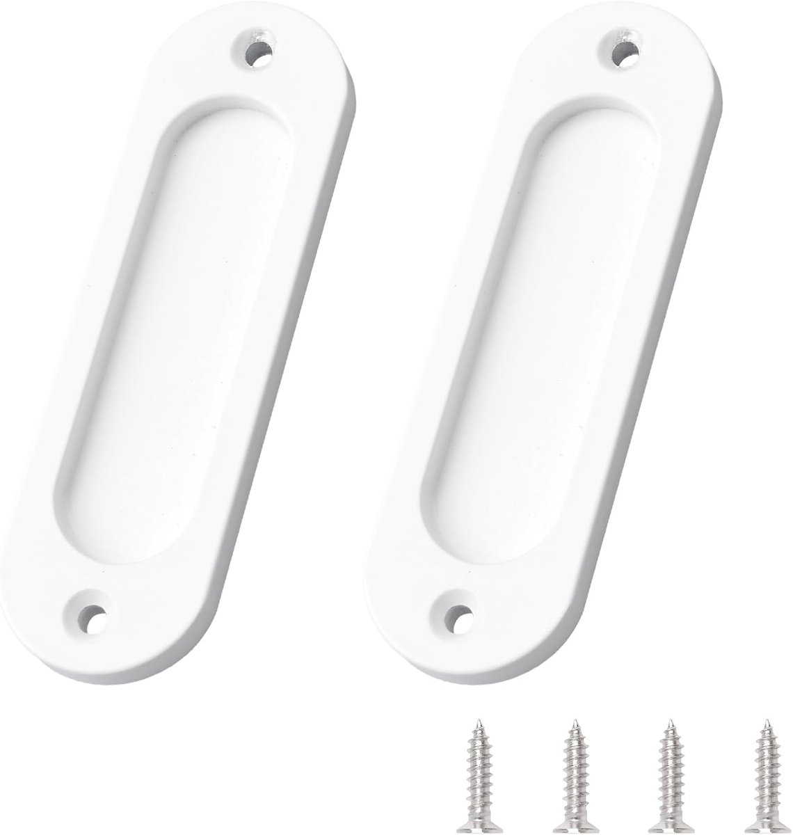 Ovale ingekorte schuifdeurgrepen 100mm - witte aluminium legering - modern design - ShopVlot