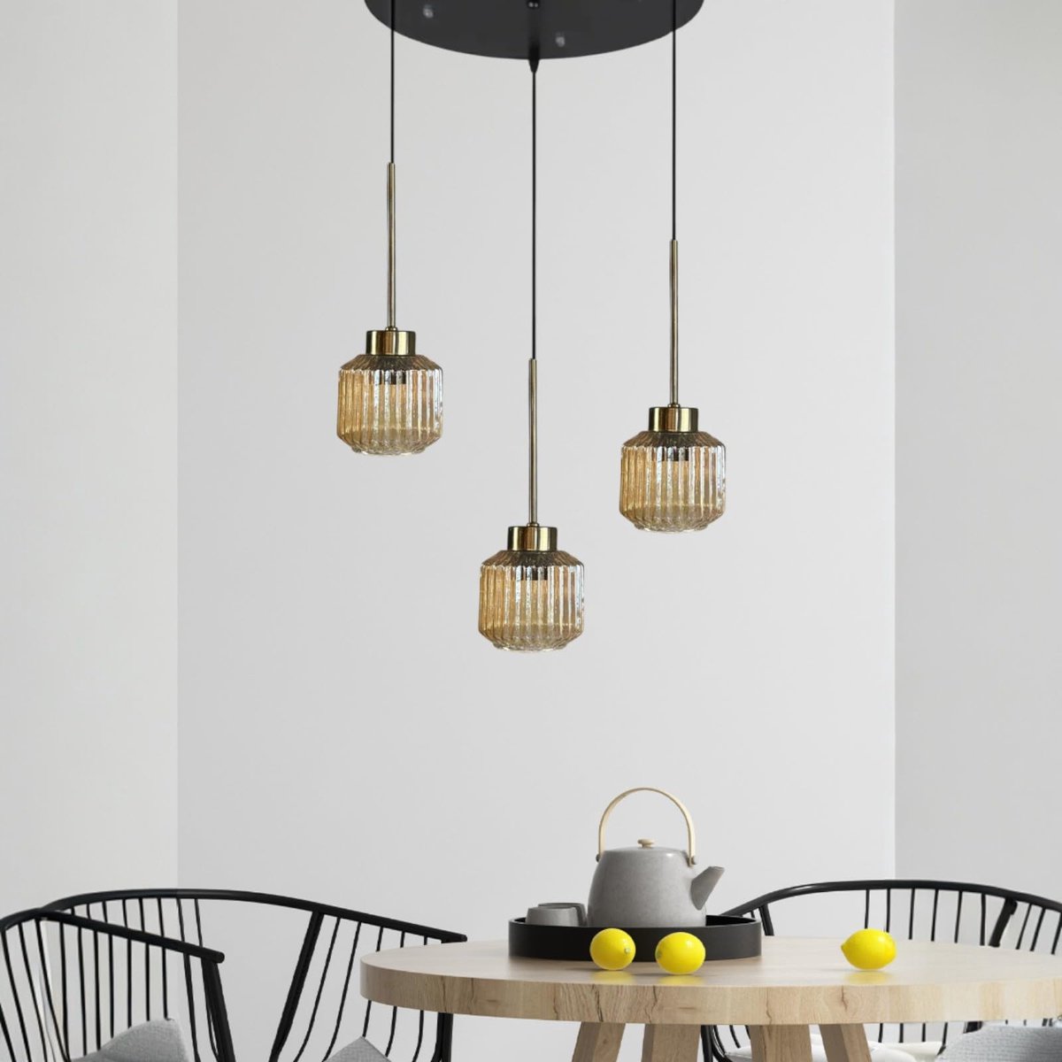 Bamyum Jerno hanglamp Ø11 cm, hanglamp vintage, industrieel van metaal en glas E27, woonkamerlamp hangend, eettafel, keukenlamp