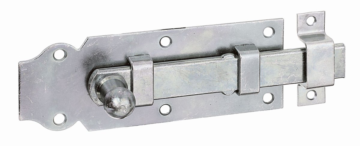Alberts 115449 deurgrendel | recht, met knopgreep en bevestigde lus | galvanisch verzinkt, gechromateerd | plaat 140 x 52 mm | set van 2