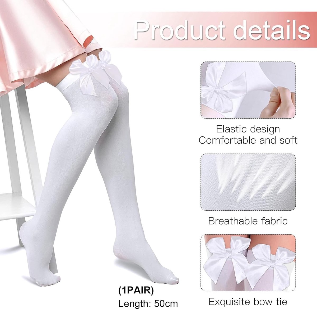 Elegante Overknees Kousen voor Dames met Satijnen Strik, Ideaal voor Feestjes en Speciale Gelegenheden, Luxe Kousen tot Boven de Knie