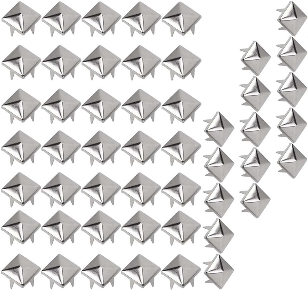 SnelShoppen - 50 Stuks Vierkante Nieten Metaal voor Leer - Decoratieve Spike Nieten voor DIY Punk Projecten - Ideaal voor Tassen, Armbanden, Jassen en