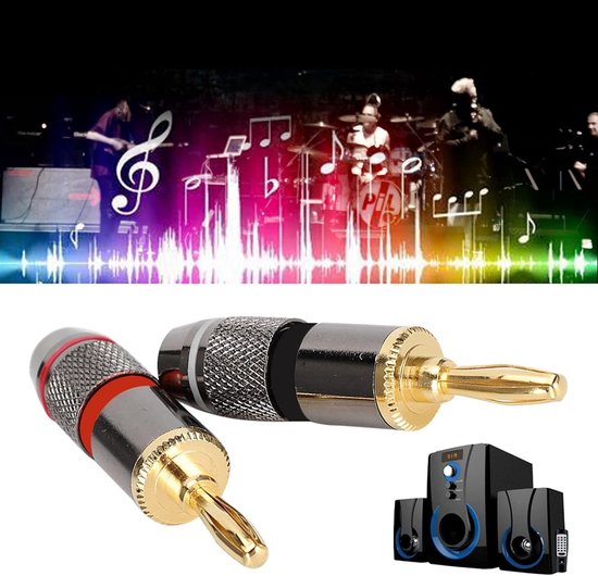 SnelShoppen - 24K Gouden Geplateerde Koper Banana Plug Audio Kabel Connector voor Luidspreker - Perfecte Geluidskwaliteit - Duurzaam en Betrouwbaar — afbeelding 2