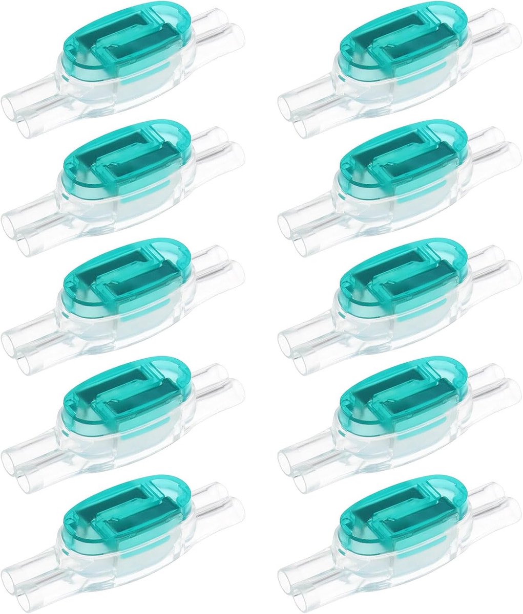 SnelShoppen - 10 Stuks Waterdichte Grasmaaier Kabelconnectoren, 4-Weg Kabelverbindingen, Voor Tuin, Groen, Voor 0.9-1.3mm Dikte, Voor Gardena, Bosch,