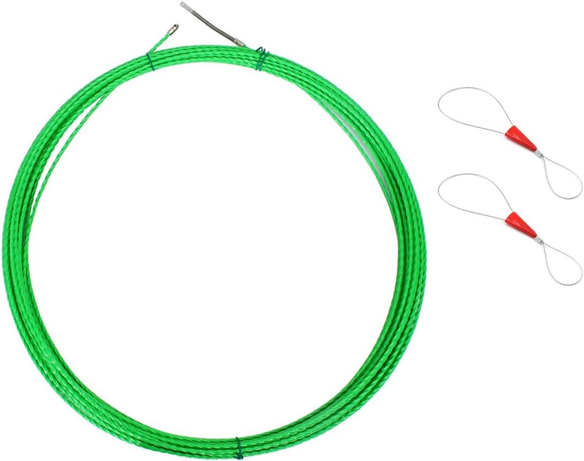 SnelShoppen - Kabeltrekhulpmiddel 20 m, spiraal trekkoord met geleidingsveren 4.5 mm, ideaal voor kabels leggen in lege buizen, groen