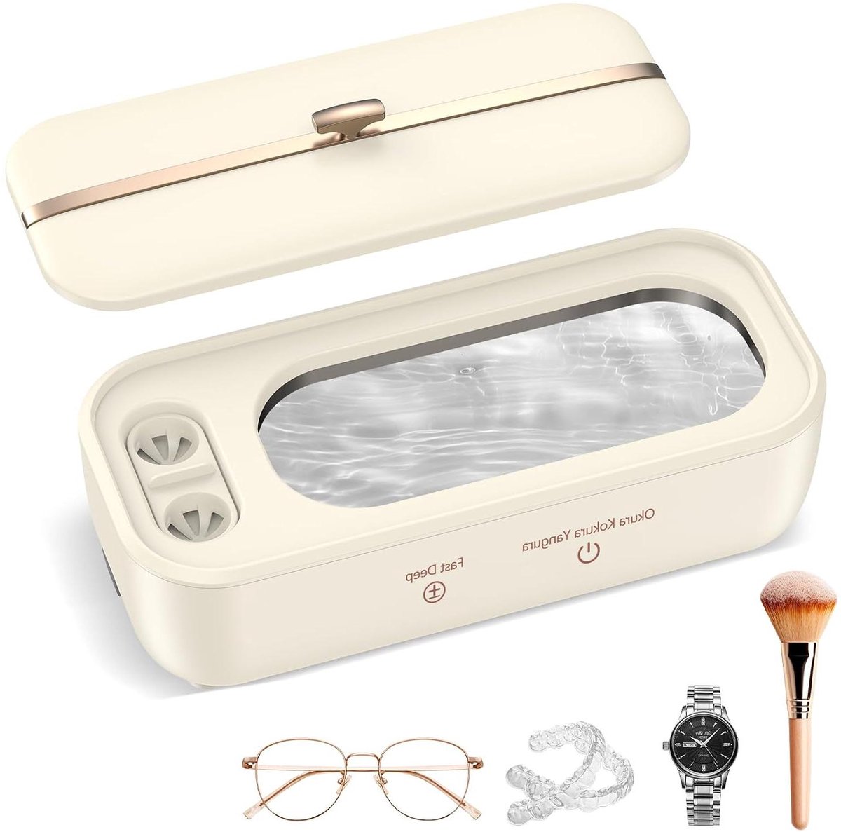 Ultrasone Reiniger - Schoonmaakapparaat Bad - Diepte Reiniging - 48kHz Hoge Frequentie - 350ml Capaciteit - Wit