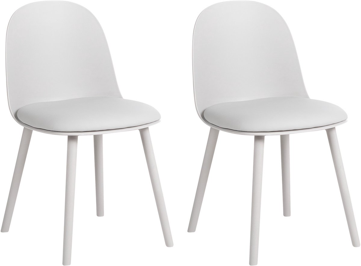 ANKENY - Set van 2 eetkamerstoelen - Lichtgrijs - Kunstleer