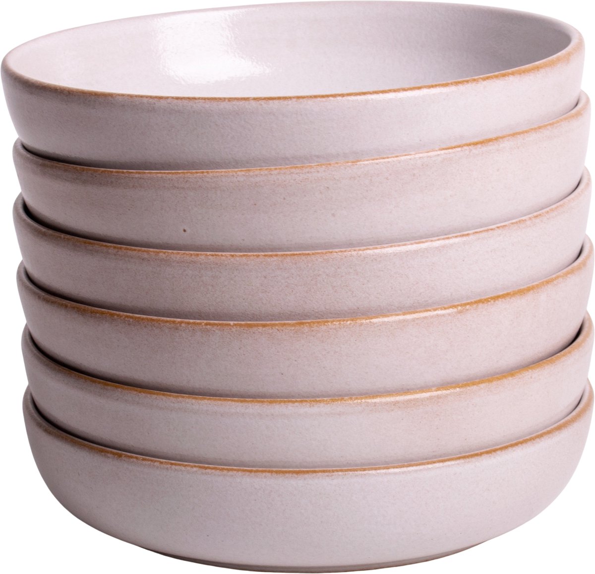 Kade 171 Lissabon diepe borden 6 stuks 18,5 cm - pastaborden Portugees stoneware wit spikkel