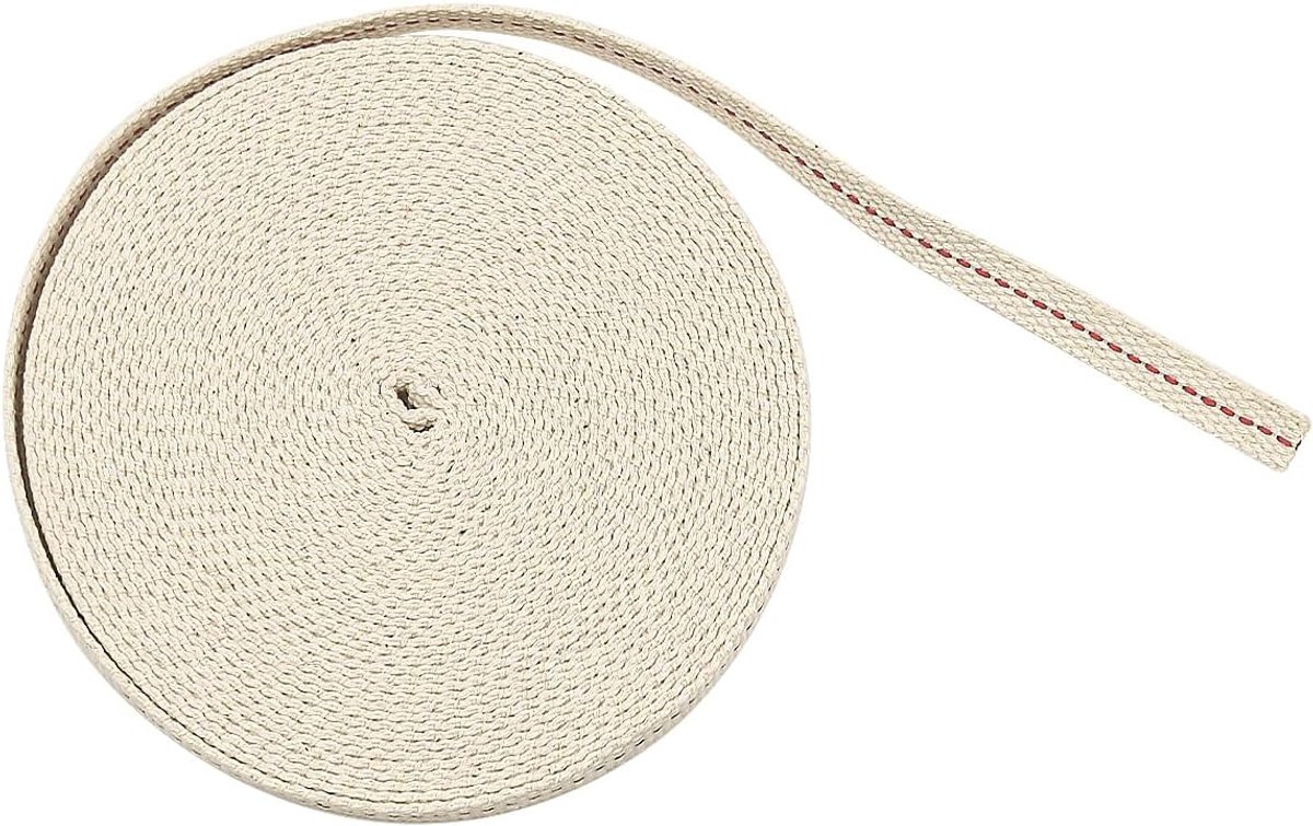 SnelShoppen - 10m/32FT Lamplont voor Olielampen 1/2 Inch Platte Katoenen Lont Branders met Stiksel - Lange Levensduur, Ideaal voor Camping en Tuin