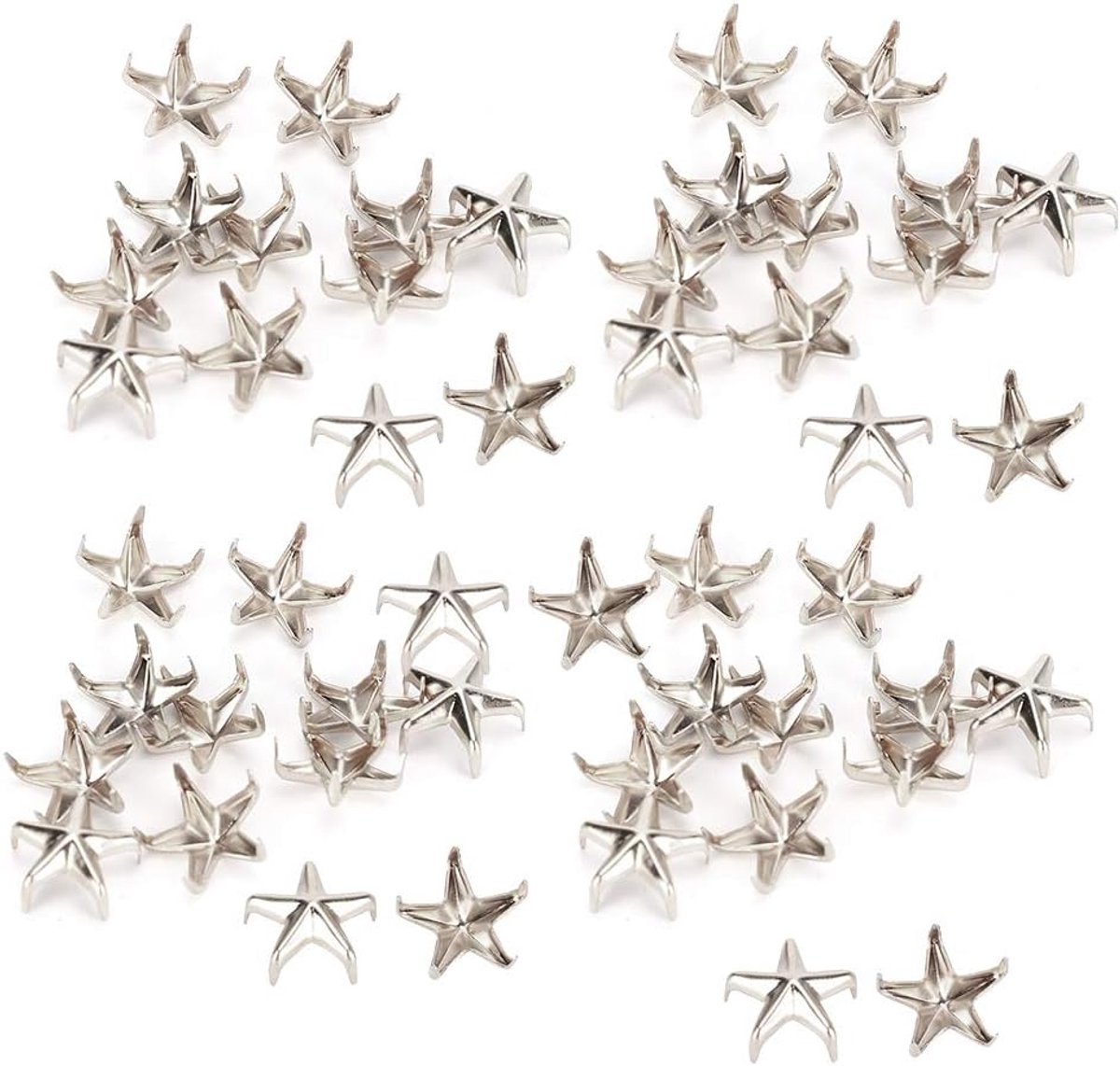 Star Nieten 10mm - Zilveren Sterren Studs - Stervormige Metalen Rivets - Voor DIY Decoratie - ShopVlot