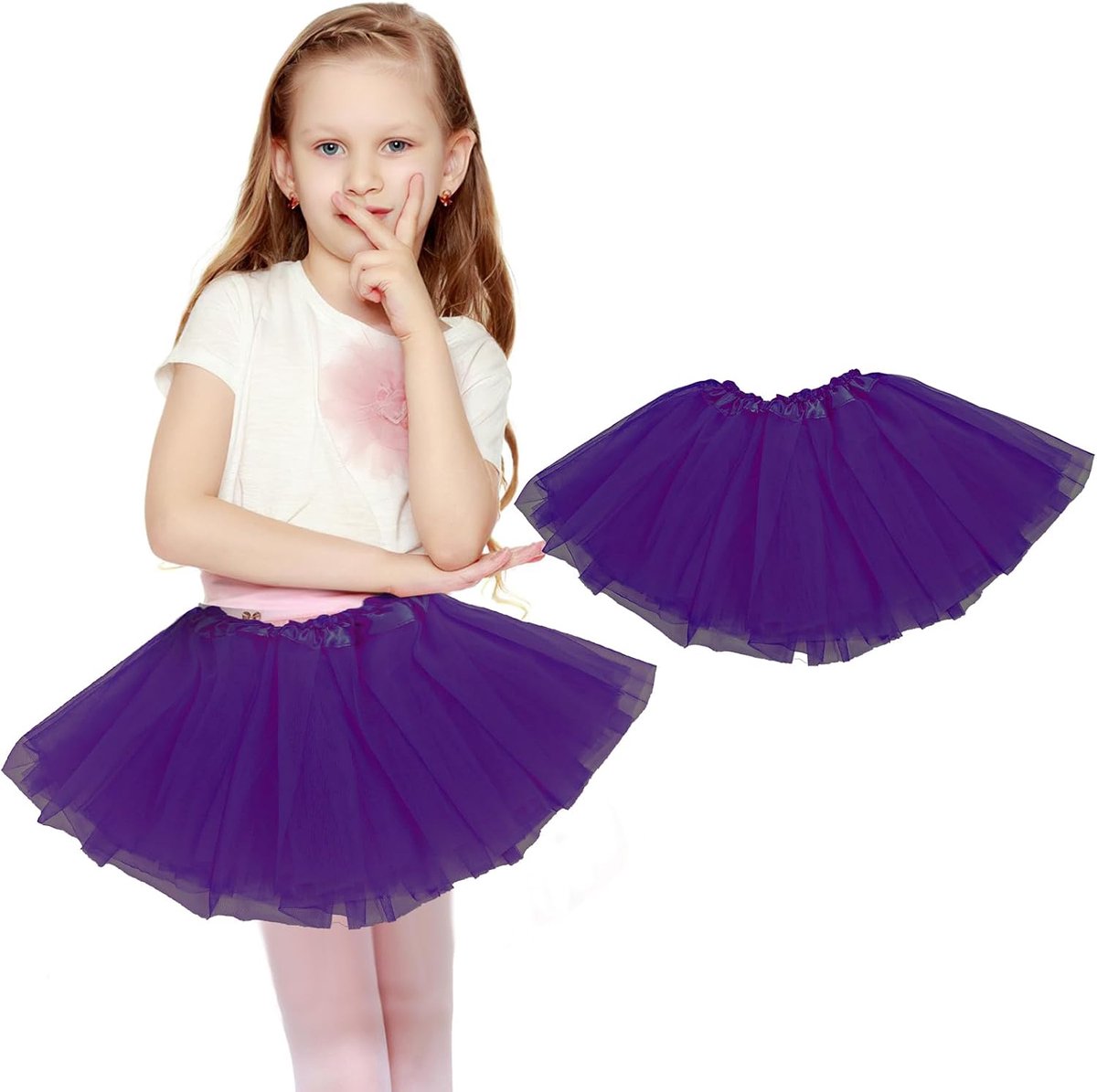 SnelShoppen - Meisjes Tutu Rok Zachte Tule Rok 80s Retro Tutu Rok Halloween Kerst Carnaval Feest Kostuum Lila