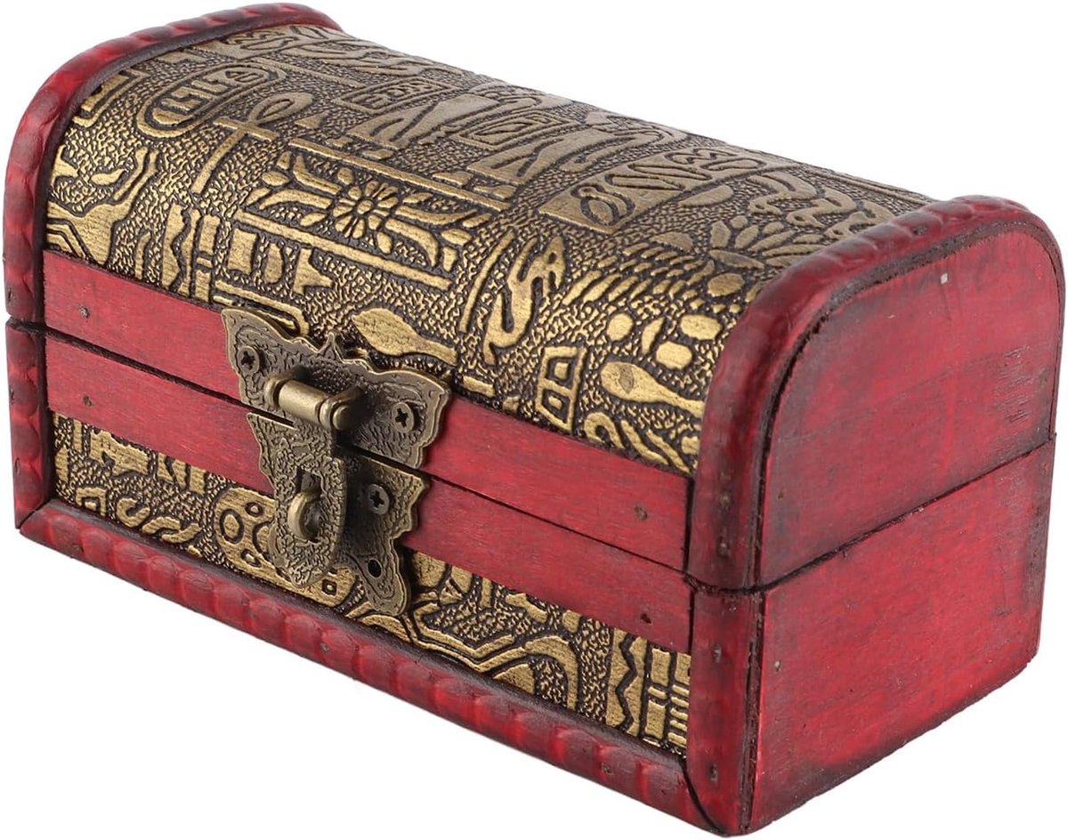 SnelShoppen - Houten Sieradenbox, Sieradenopbergdoos, Vintage Europese Stijl, Klassieke Houten Box met Wachtwoordslot, Klein Formaat, Ideaal voor Orga