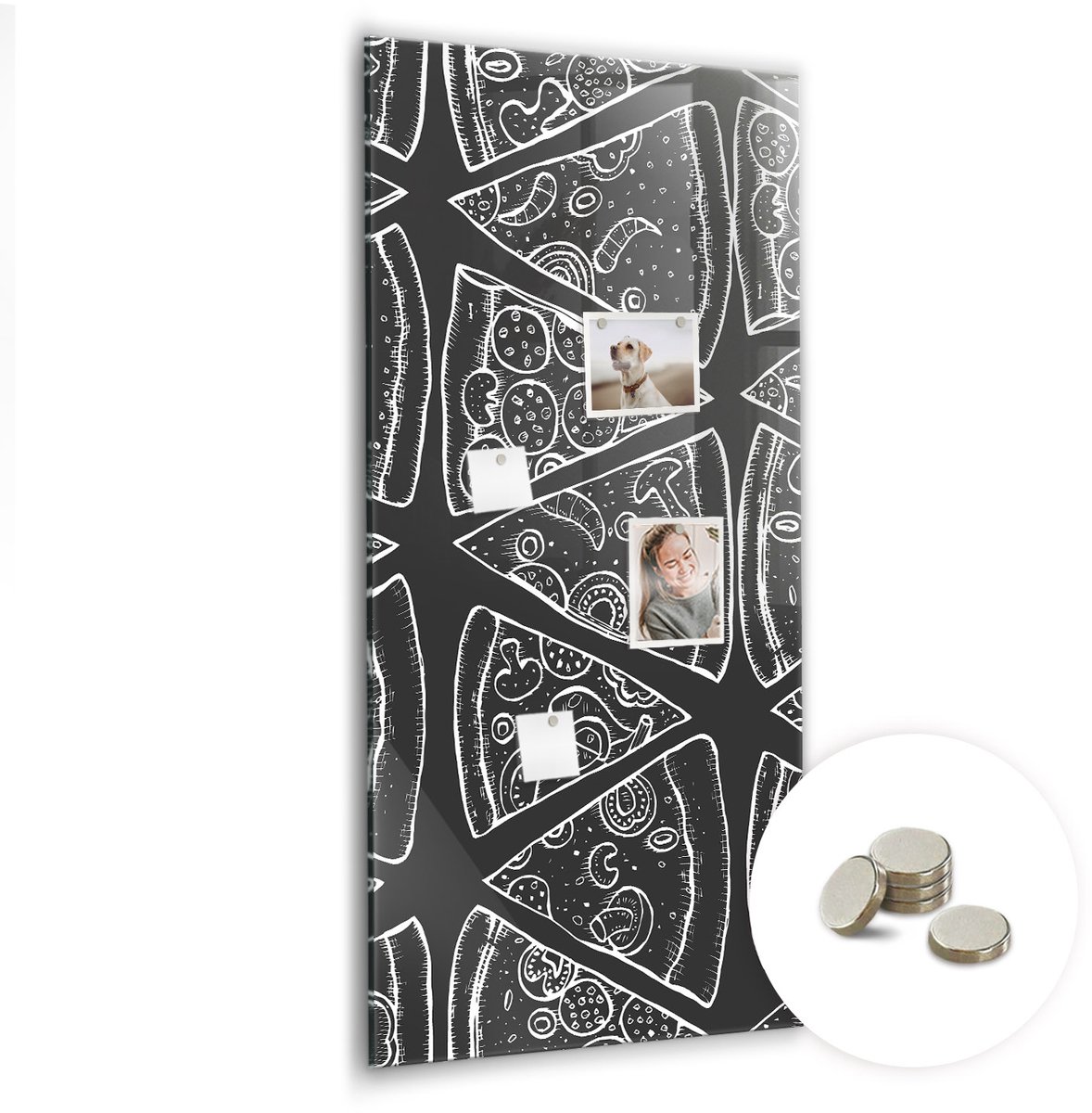 Coloray Glazen Magneetbord - Magnetisch Bord Ruimtestelsel - 60x120 cm - Zwart-wit Magneetbord - Magnetic Board - Kinderkamer Decoratie