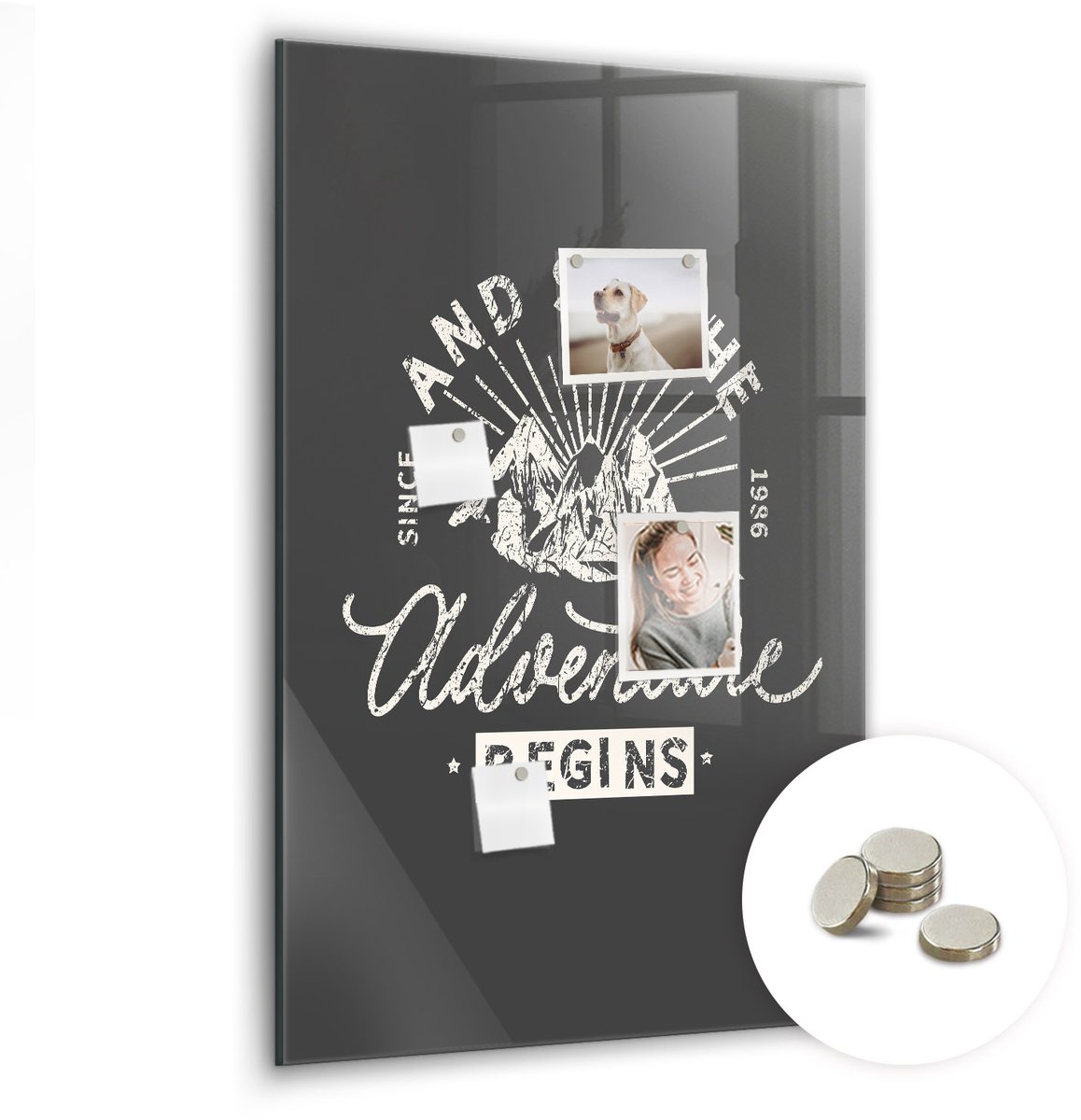 Coloray Glazen Magneetbord - Magnetisch Bord Abstracte vlekken - 60x90 cm - Grijs Magneetbord - Magnetic Board - Memobord