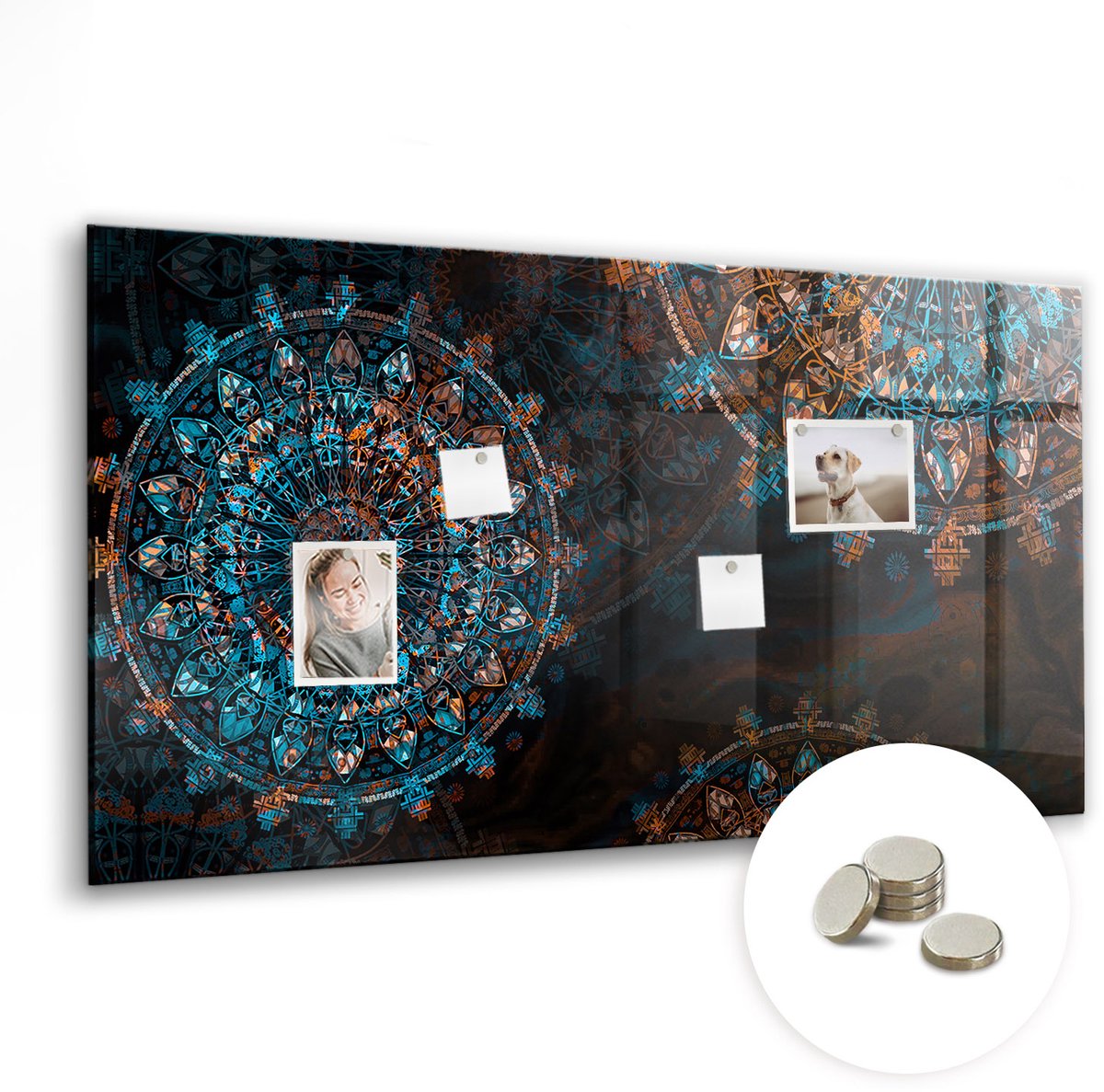 Coloray Glazen Magneetbord - Magnetisch Bord Walviswater - 120x60 cm - Veelkleurig Magneetbord - Magnetic Board - Woonkamer Decoratie