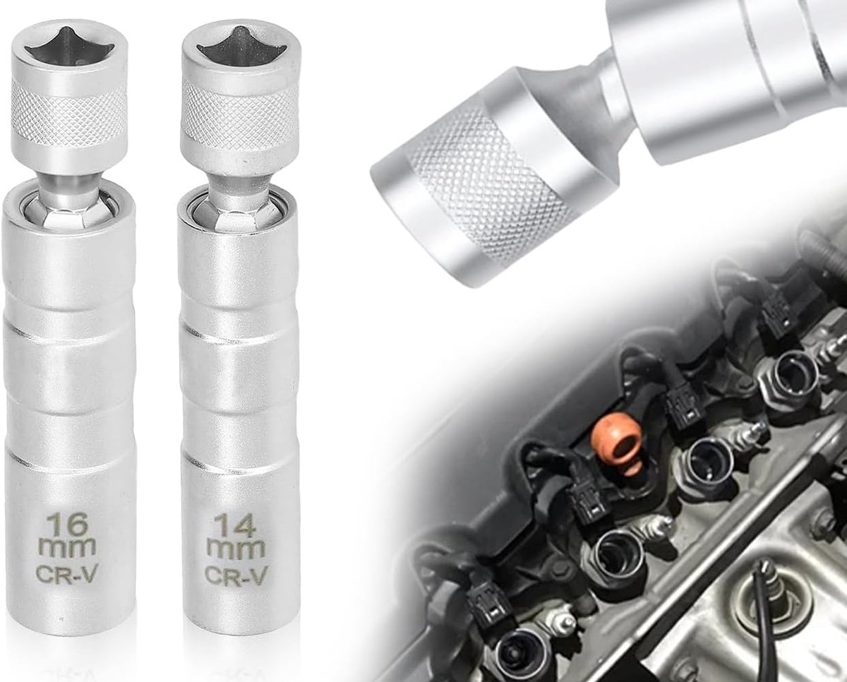 SnelShoppen - Kapsleutel Set 2-delig - 14 mm/16 mm - Universele Magnetische Rotatable Kapsleutel - Dunne Wand Kapsleutel - Auto Reparatie Gereedschap