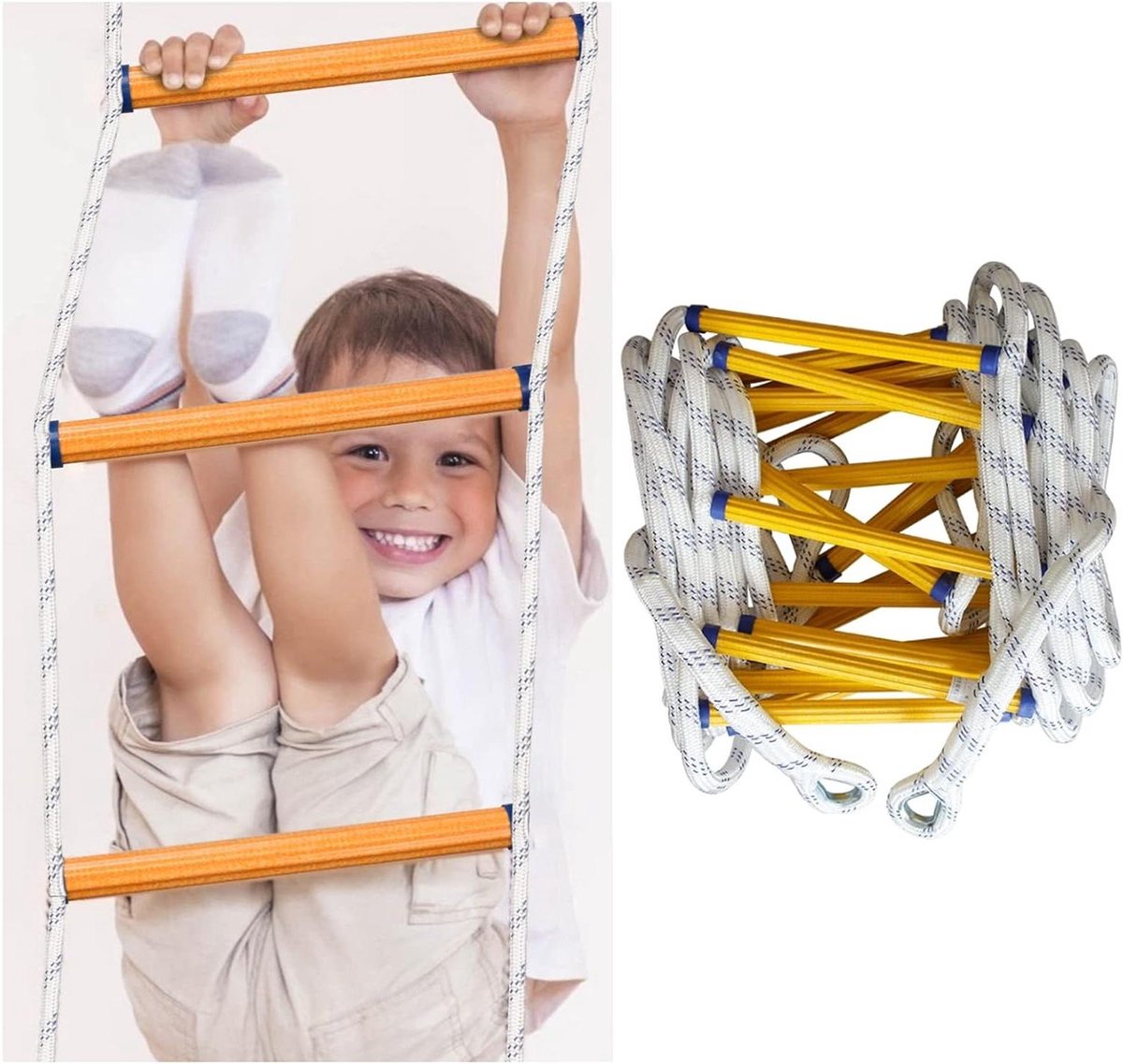 Noodladder - Reddingsladder Stevige Ladder - Veilig Ontsnappen - Snelle Installatie - 10 Meter - Zwart