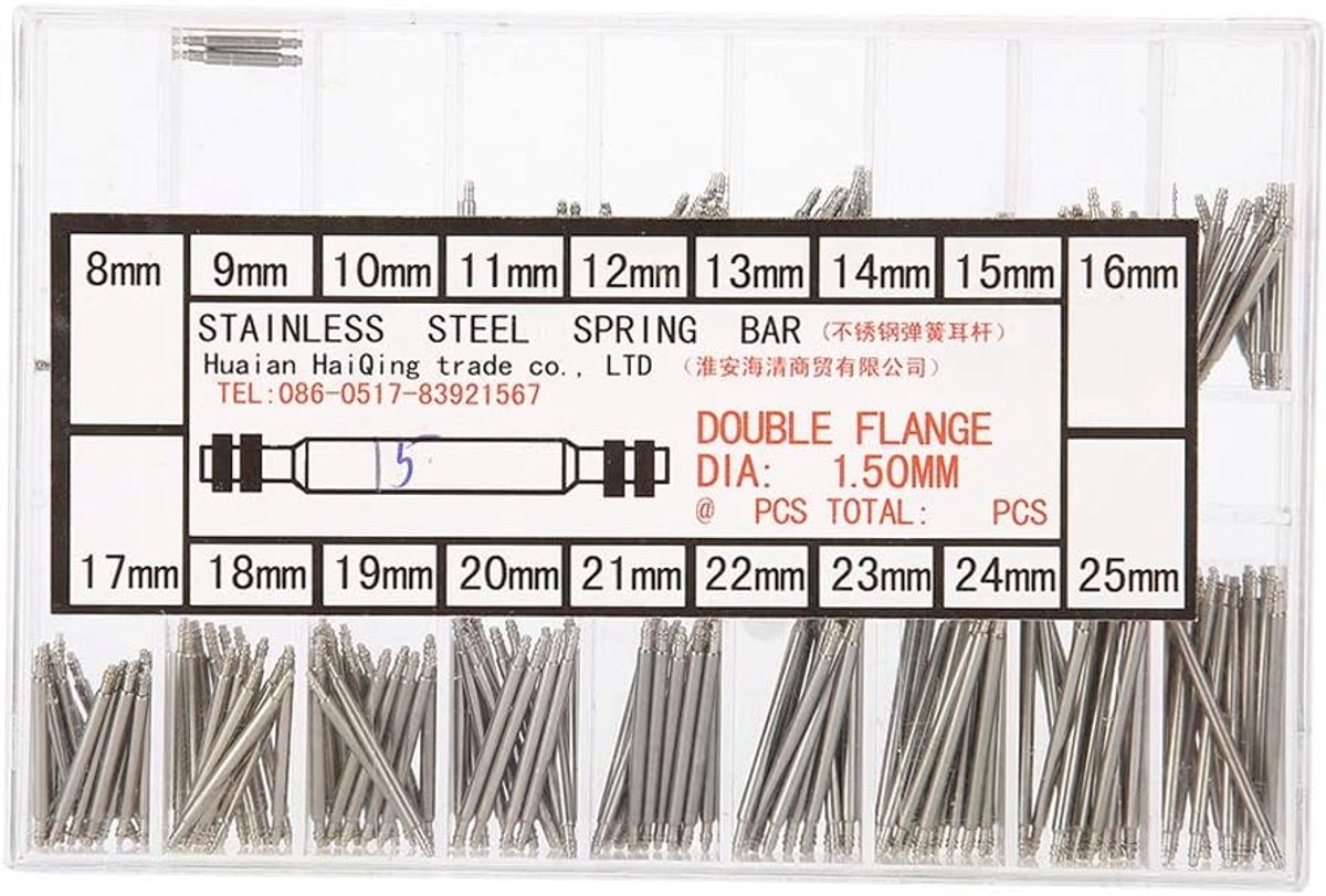 SnelShoppen - 270 Stuks Veiyi Veerbouten voor Horlogeband, Rvs Horlogeband, Linkpennen Horloge Verwijderaar, Reparatieset, Diameter 1.5 mm, Horlogemak
