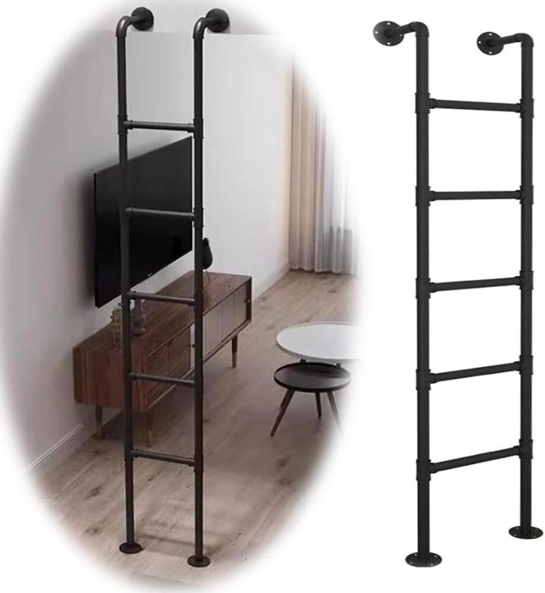 Egress Ladder - Bedladder Zolderladder - Veilige Toegang Creëren - Stevig Metalen Frame - 140 cm Hoog - Zwart