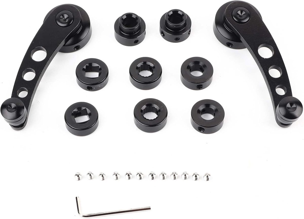 SnelShoppen - Set van 2 Aluminium Raamhandgrepen voor Auto, Vervangende Winder Crank Handgreep, Geschikt voor Klassieke Auto's, Zwart
