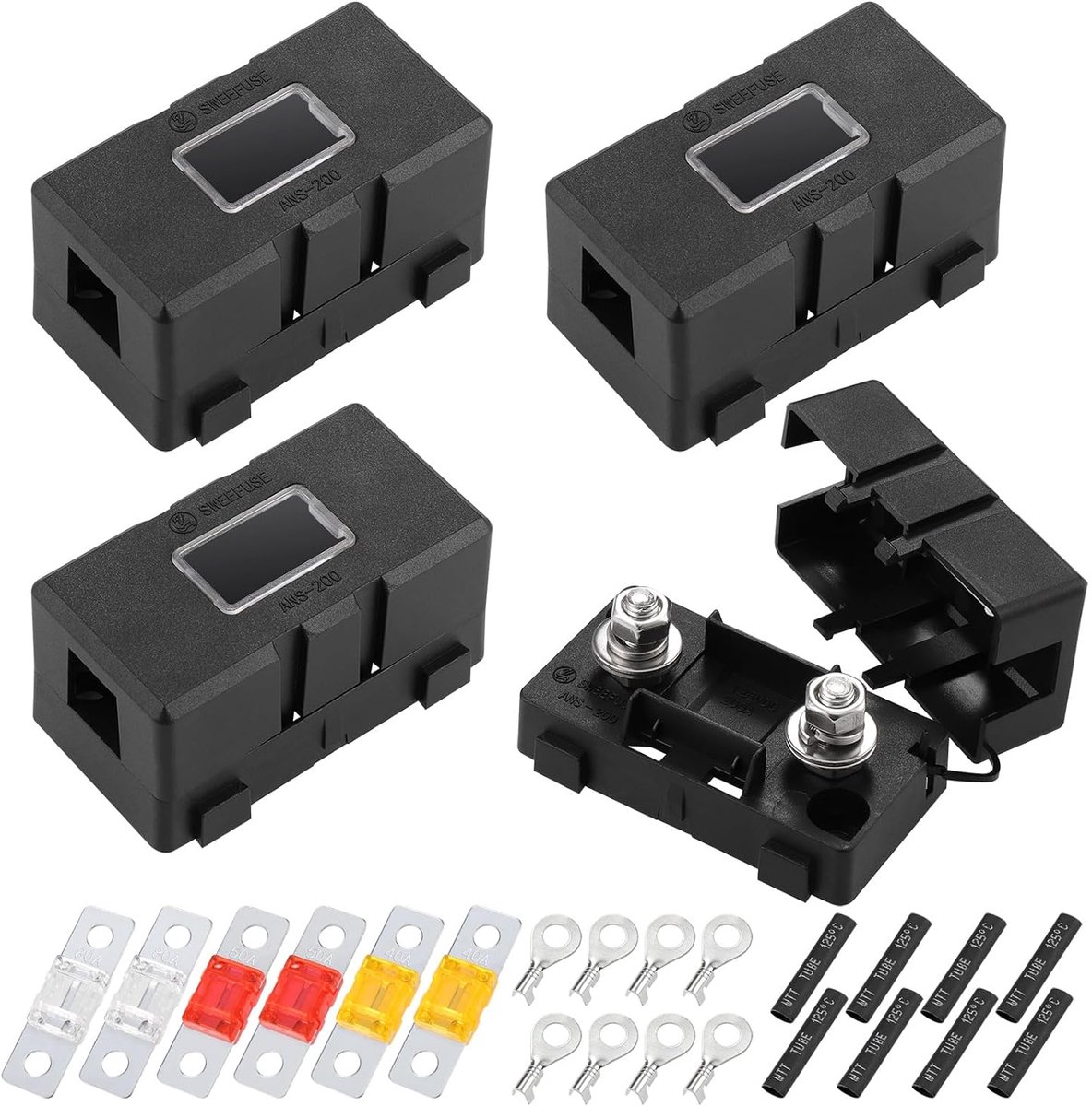 Midi Fuse Holder 4 Pcs - Inclusief 40A, 50A, 80A Mega Fuse - Veilige en betrouwbare bescherming - ShopVlot