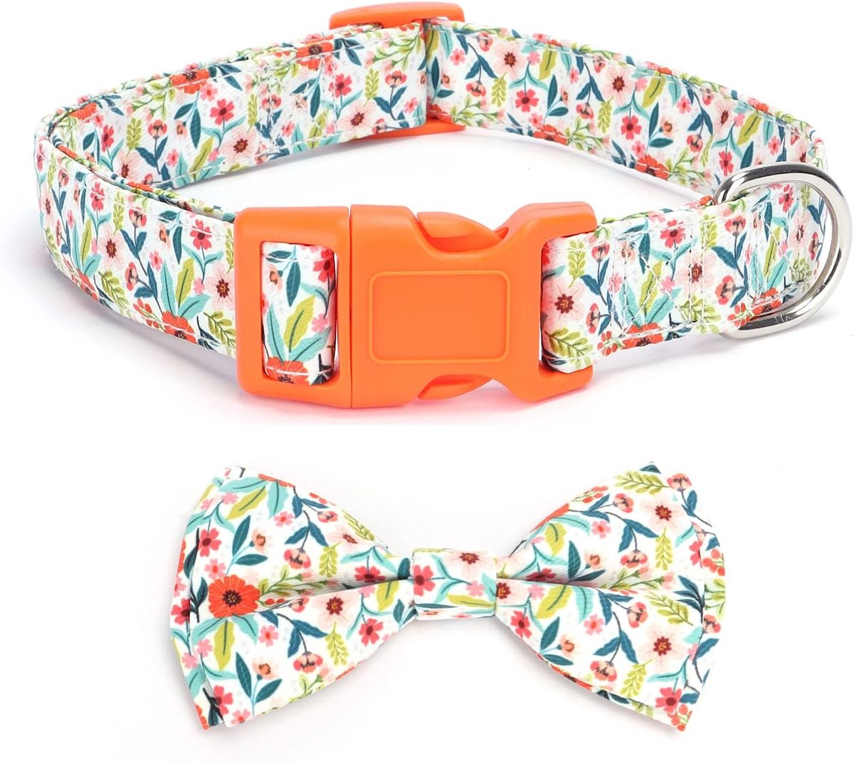 SnelShoppen - Soft Comfortable Strikje Hondenhalsband, Afneembaar en Verstelbaar, voor Kleine en Middelgrote Honden (L, Oranje)