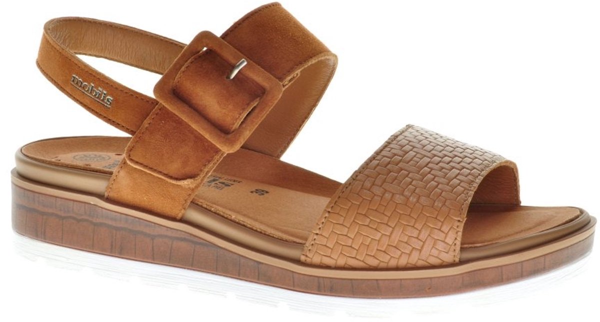 Mobils Cognac Trendy Lederen Damessandaal Steunzolen maat 39