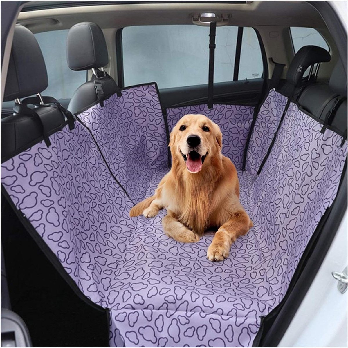 Hond Auto Stoelhoes - Huisdier Autostoel Beschermer - Veilig Reizen - Waterdicht & Anti-slip - 137x147 cm - Zwart Oranje