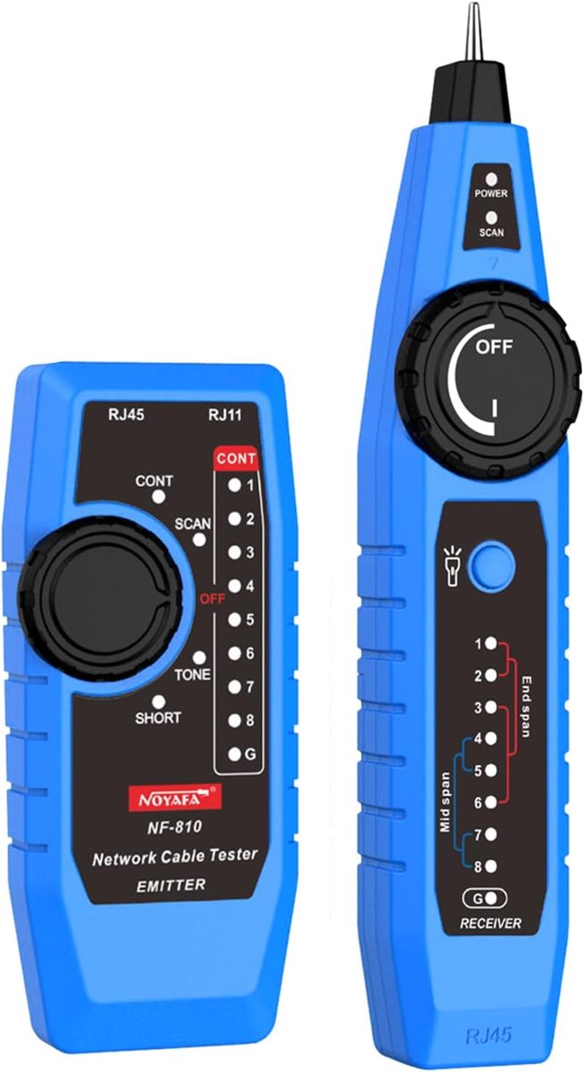 SnelShoppen - NF-810 Netwerkkabel Tester Kit voor RJ11 RJ45 CAT5 CAT6 LAN Kabel Multifunctionele Draadkaart PoE TEL Test met LED Licht Hoofdtelefoon G