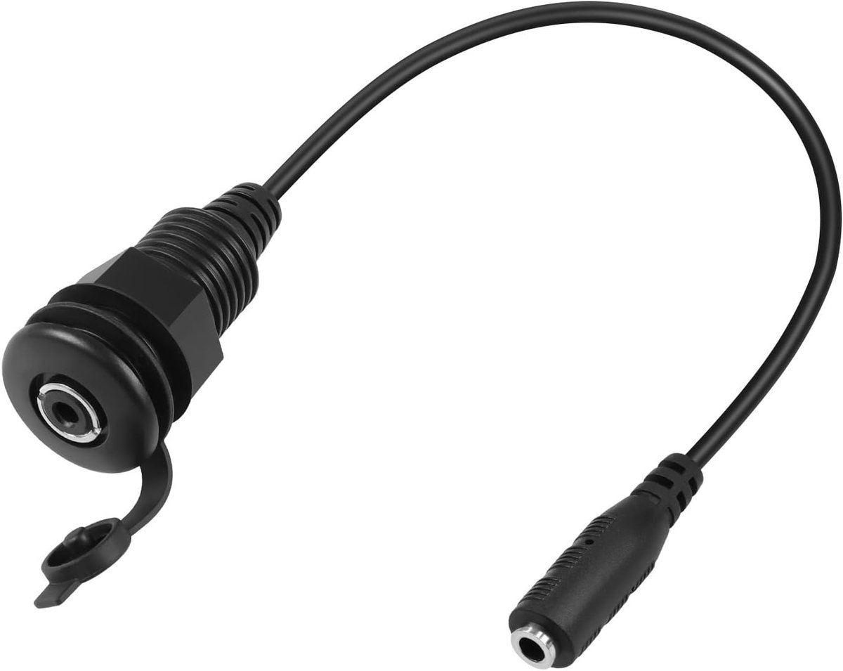 QIANRENON 3.5mm Stereo Threaded Attachment Waterproof Cable, TRS Female to Female Embed Mount Headphone Socket Adapter - ShopVlot