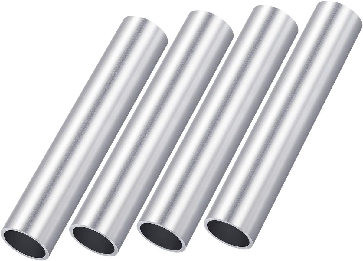 SnelShoppen - 4 Stuks 6063 Aluminium Buizen (20mm AD x 17mm ID x 100mm L) Ronde Halen - Voor Huishoudelijke Apparaten, Machines, DIY Klussen, Handwerk