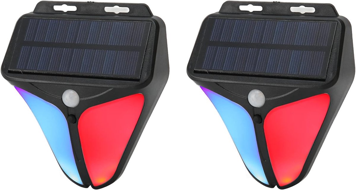 SnelShoppen - Solar Buiten Bewegingssensor Alarm met 129dB Luide Sirene, 4 Werkmodi, Waterdichte Beveiligingssirene Stroboscoop Lamp voor Thuis, Tuin,