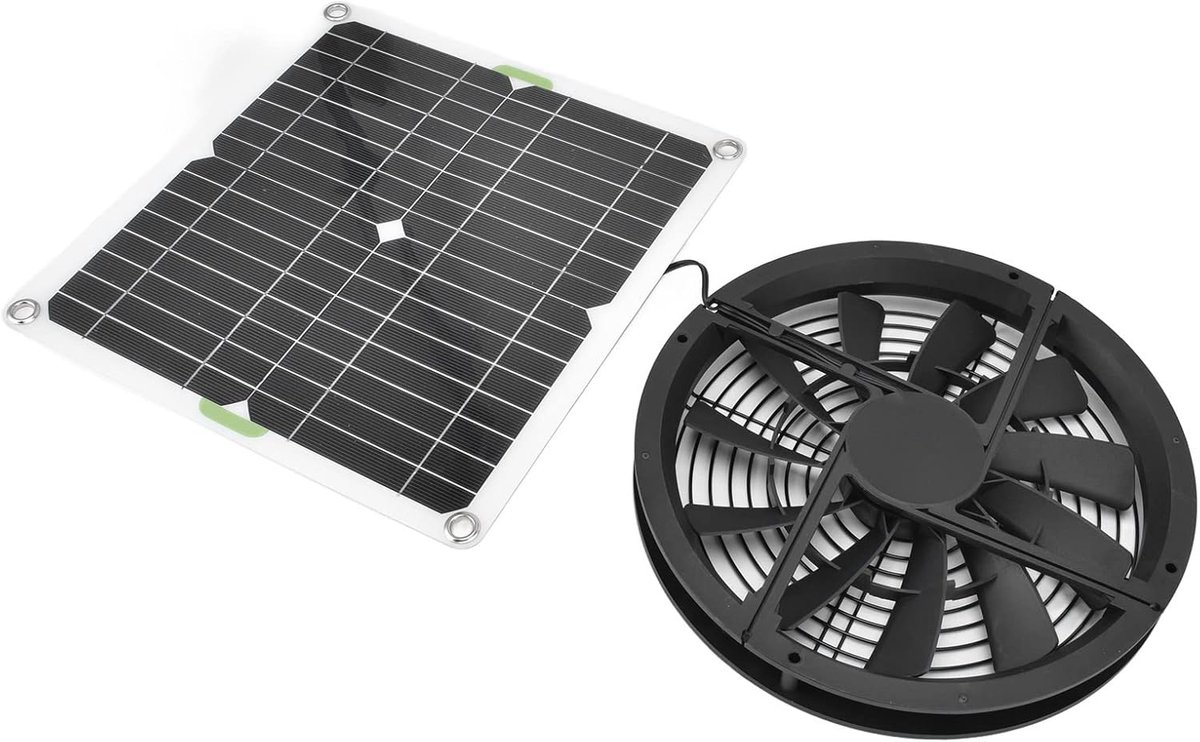SnelShoppen - Solar Kweekkas Ventilator 10 Inch 100W - Zonnepaneel Ventilator voor Kippenhok, Kweekkas en Schuur - Verlaagt Binnen temperatuur en Houd