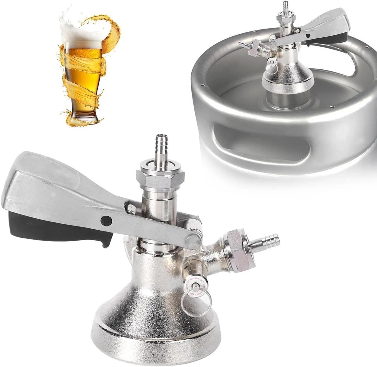 SnelShoppen - Keg Cap Type G G5/8 Draad Keg Tap met Drukontlastingsventiel, 304 RVS Bierkraan voor Thuisbrouwsysteem, Ideaal voor Feest en Camping