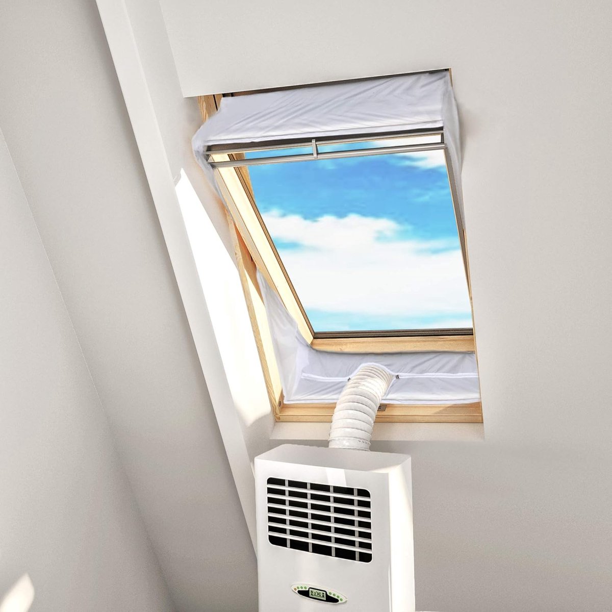 Raamafdichting airco - Raamafdichtingskit mobiele airco - Raamafdichting voor Mobiele Airco - Airco Raamafdichting voor Dakraam en Kantelraam - Raam Seal met Rits - Geschikt voor 2 Afvoerslangen - Tot 310 cm