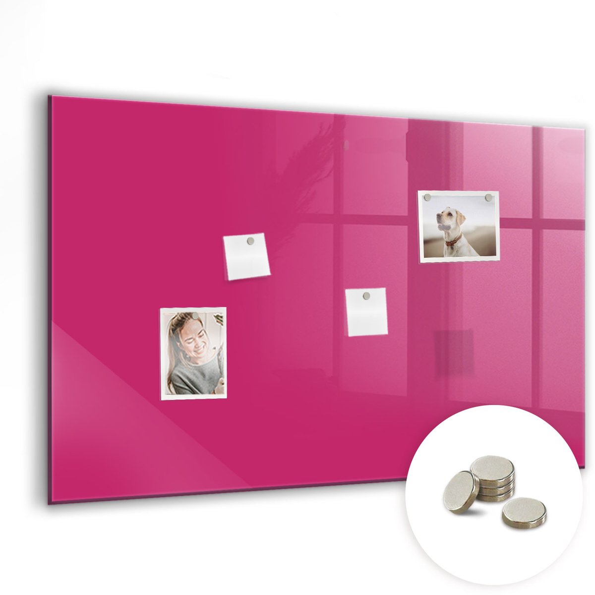 Coloray Glazen Magneetbord - Magnetisch Bord Crème kleur - 90x60 cm - Roze Magneetbord - Magnetic Board - Magnetisch Wandbord