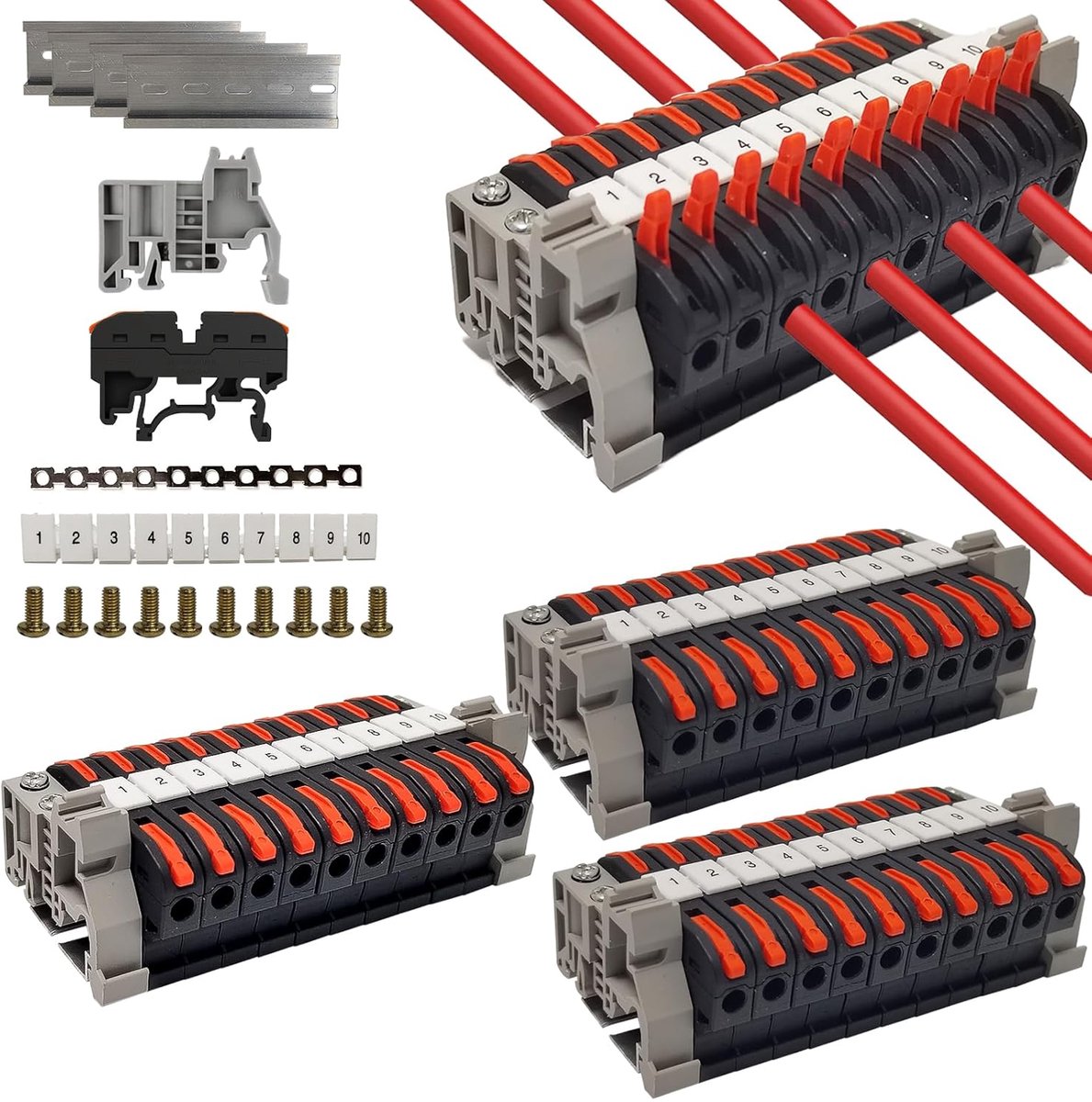 DIN-rail aansluitblok 0.08-4mm² - 40 stuks - vlamvertragend - eenvoudig te installeren - ShopVlot