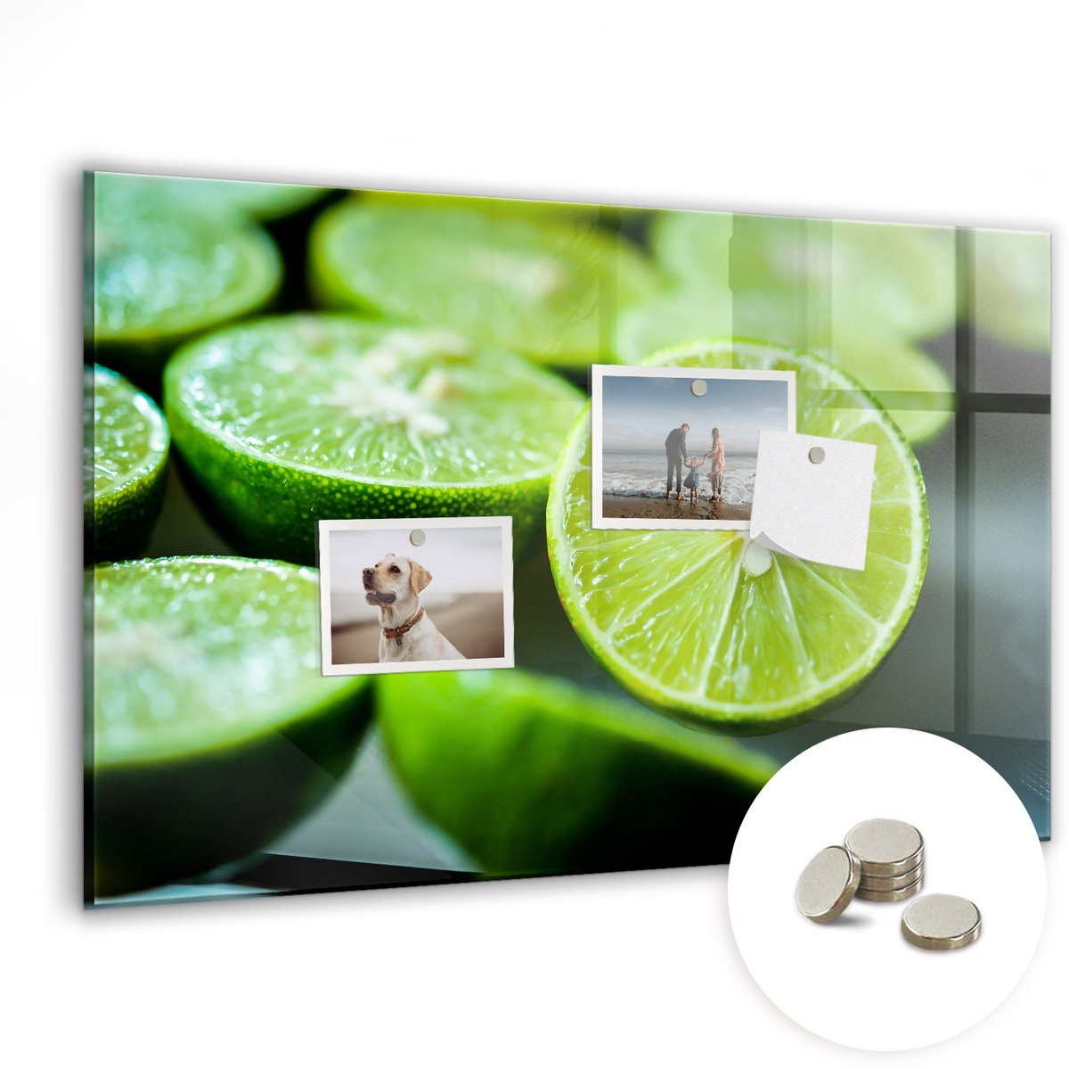 Coloray Glazen Magneetbord - Magnetisch Bord Limoenschijfjes - 60x40 cm - Groente Magneetbord - Magnetic Board - Glazen Magneetbord