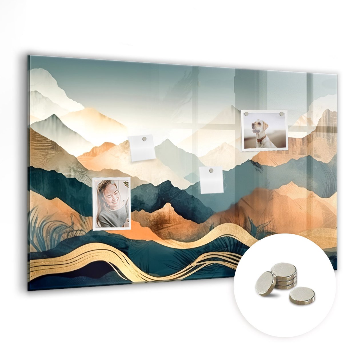 Coloray Glazen Magneetbord - Magnetisch Bord Mozaïekboom - 90x60 cm - Veelkleurig Magneetbord - Magnetic Board - Woonkamer Decoratie