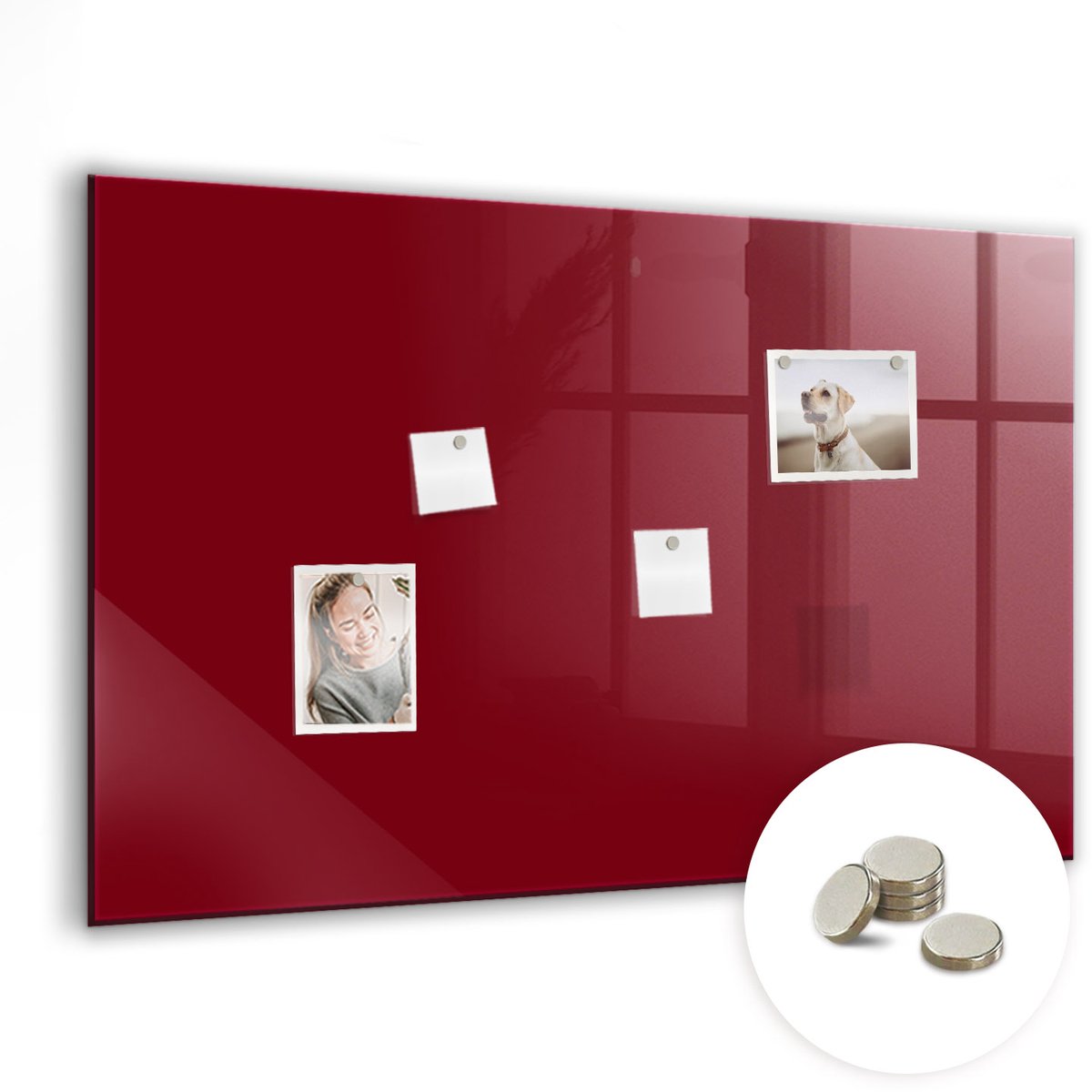 Coloray Glazen Magneetbord - Magnetisch Bord Donkerbeige kleur - 90x60 cm - Bourgogne Magneetbord - Magnetic Board - Woonkamer Decoratie