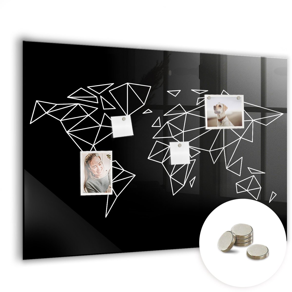 Coloray Glazen Magneetbord - Magnetisch Bord Canyon - 100x70 cm - Zwart Magneetbord - Magnetic Board - Bureau Decoratie