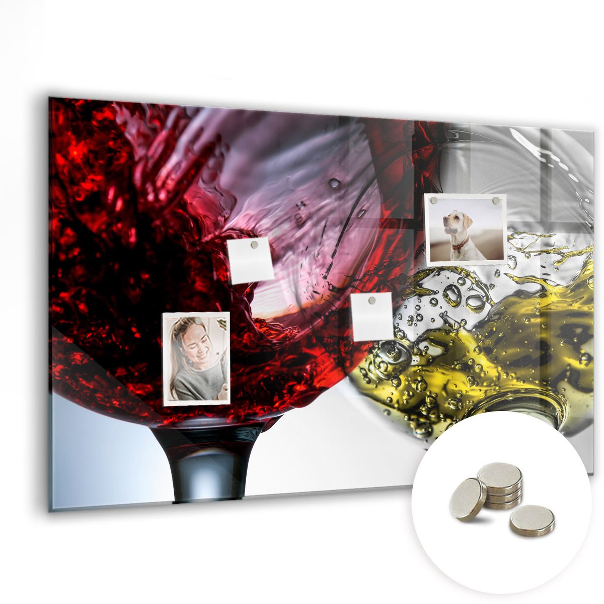Coloray Glazen Magneetbord - Magnetisch Bord Stad 's nachts - 90x60 cm - Veelkleurig Magneetbord - Magnetic Board - Glazen Magneetbord