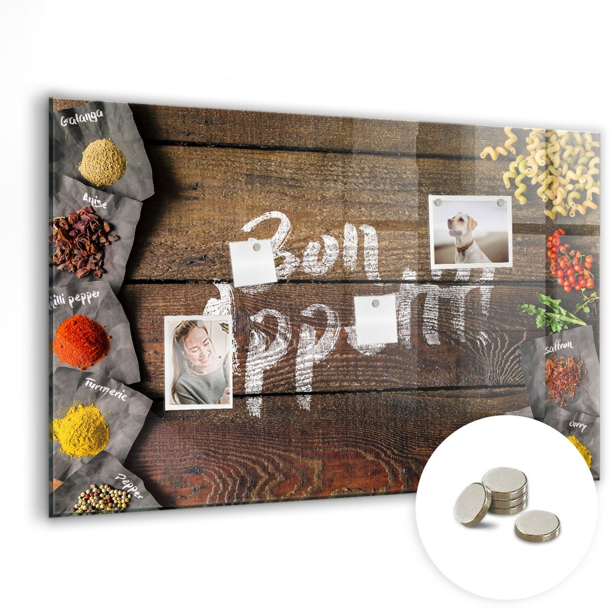 Coloray Glazen Magneetbord - Magnetisch Bord Specerijen - 90x60 cm - Bruin Magneetbord - Magnetic Board - Keuken Decoratie