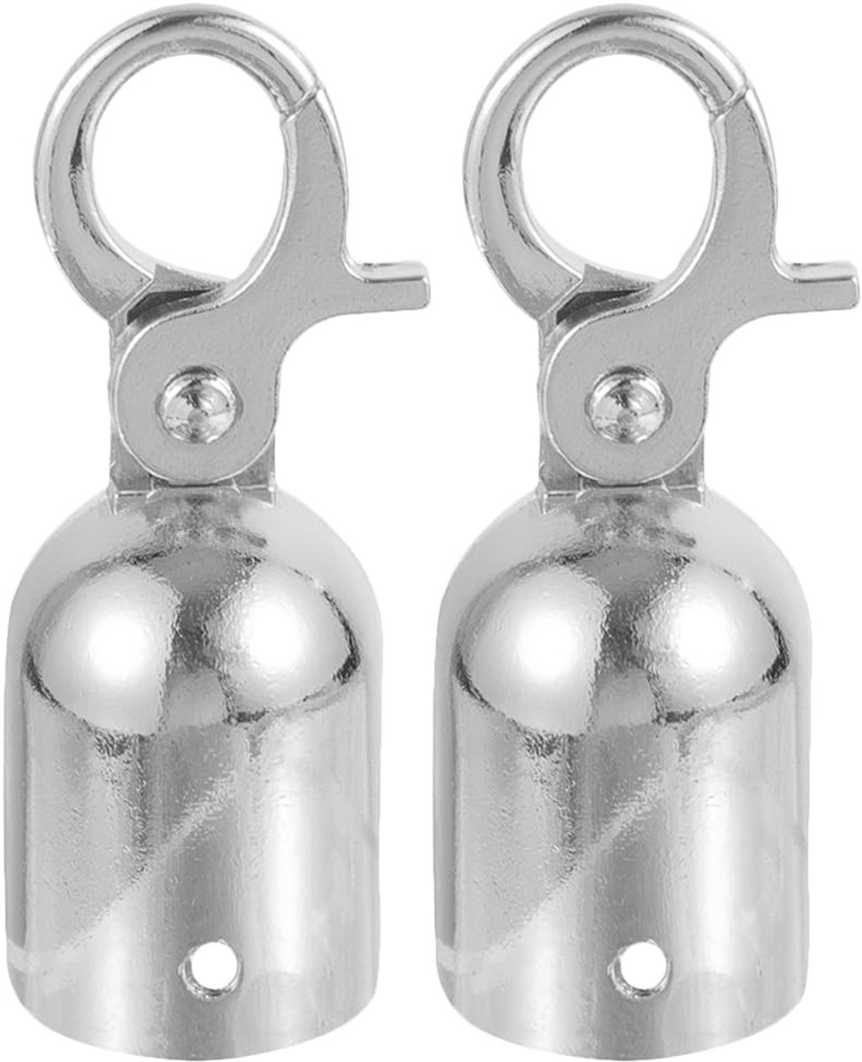 SnelShoppen - 2 Stuks Touw Eindstopper met Haak - Roestvrijstalen Koordstopper - Klokvorm - Voor Terras, Balkon, Trappen en Tuin
