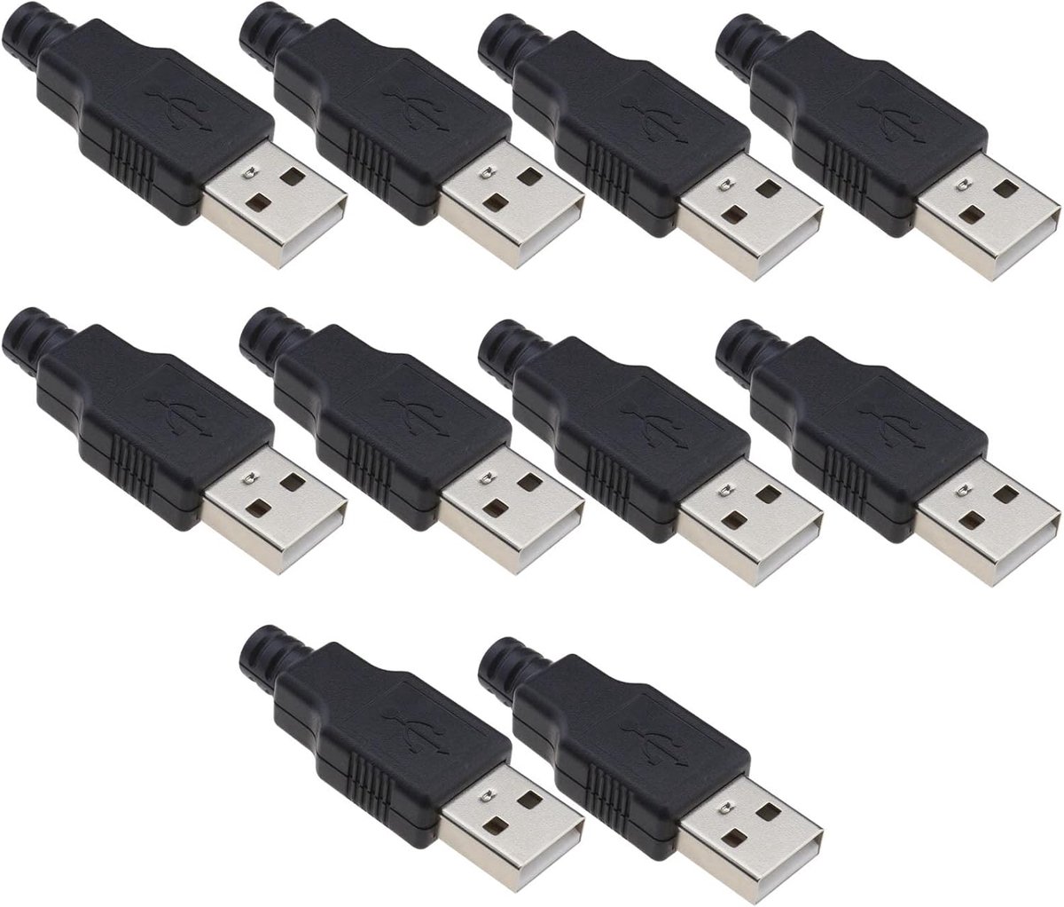 USB Type A 4 Pin Plug Adapter Set - 10-delige set - Sturdy kunststof en metaal - Ideaal voor DIY projecten - ShopVlot