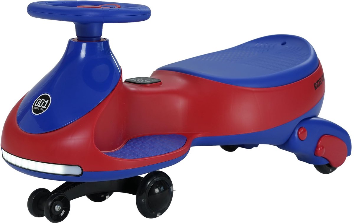 Triumpunpre-Elektrische Kinderauto 12V Swing Car met Lichtgevende Wielen, 360° Draaibaar Stuur, 2 in 1 Kinder Elektro Auto met LED en Muziek tot 30 kg, Rood
