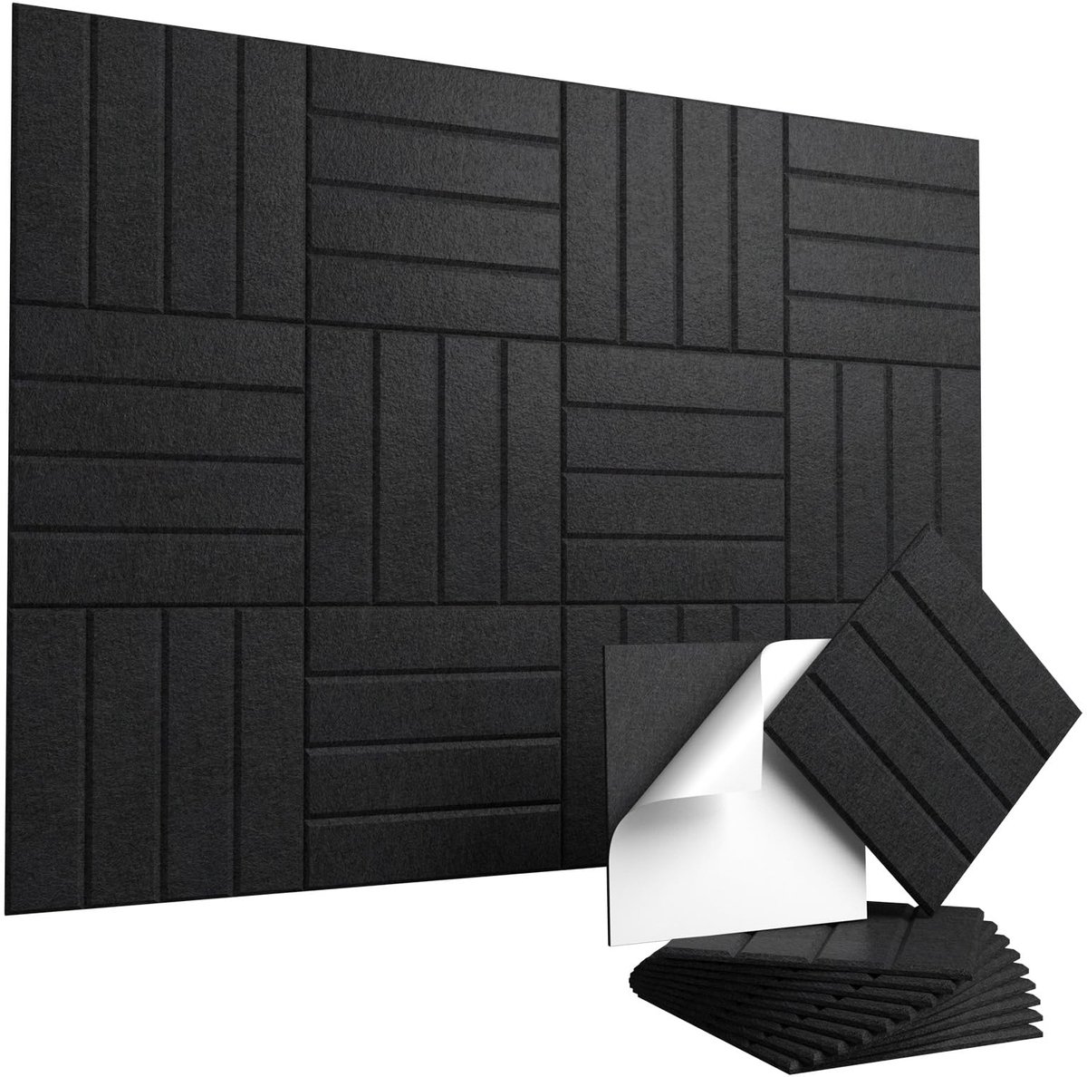 SnelShoppen - Set van 20 zelfklevende akoestische panelen 30x30x1 cm - Geluidswerende wandpanelen van hoog-dichtheid vilt voor echo- en ruisonderdrukk