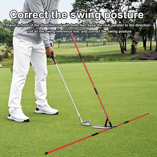 Golf Swing Trainer - Alignment Stick Houder - Golf Swing Verbeteren - Nauwkeurige Hoekaanpassing - 1.05x1.05m - Rood van GOLF — afbeelding 3