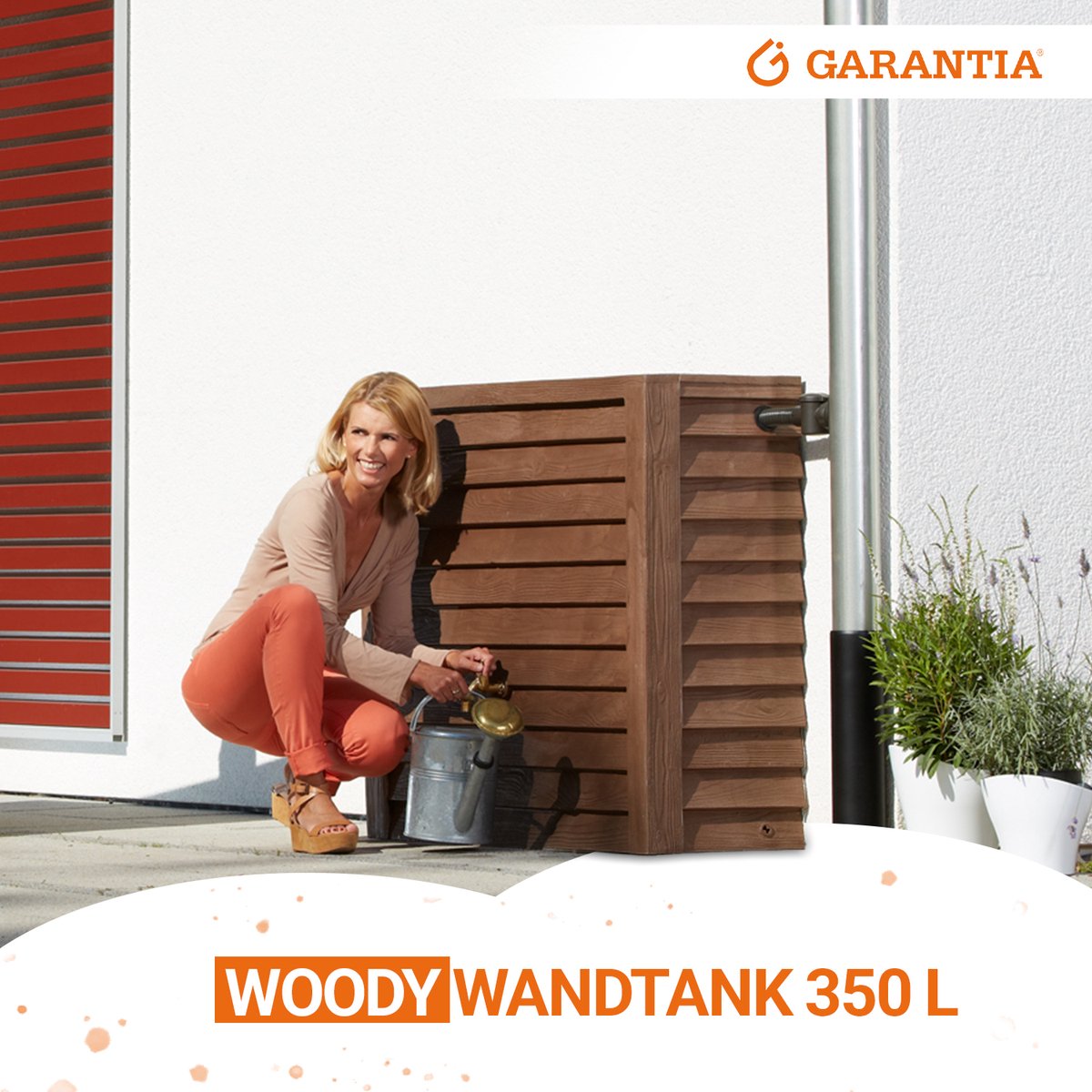 Garantia Woody colonne récupératrice d'eau 350 L bois foncé