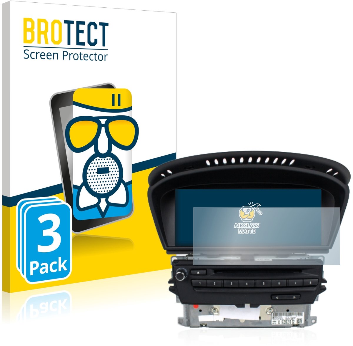 BROTECT - Screenprotector voor BMW 3 E93 2011 CIC professional navigation - Folie Beschermfolie Beschermglas matte 3 Stuks